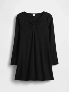 Robe à nœud en maille côtelée pour enfant