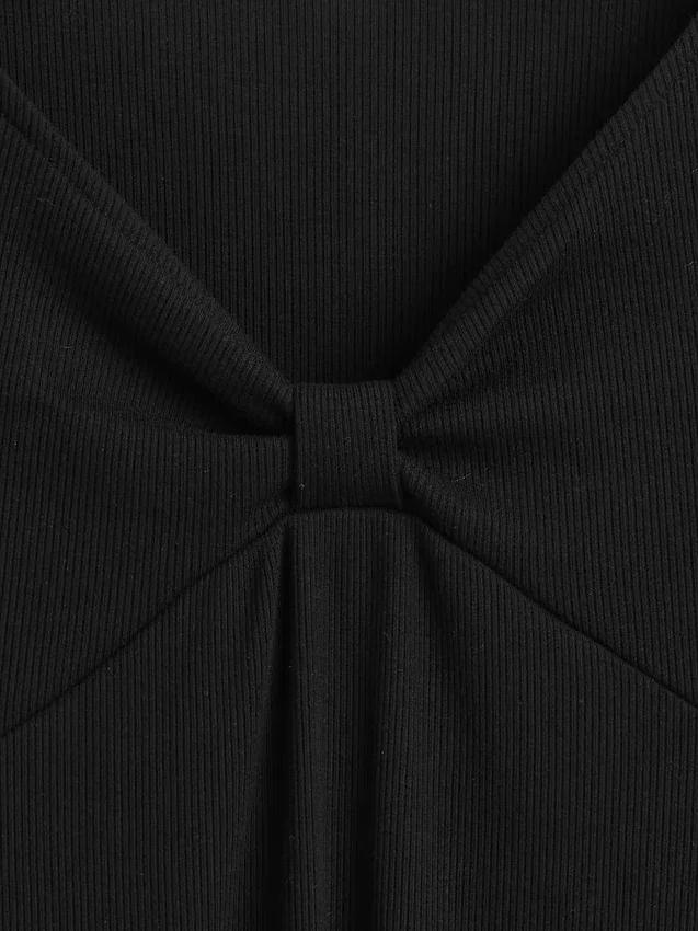 Robe à nœud en maille côtelée pour enfant