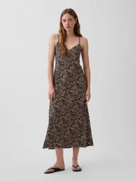 Robe nuisette mi-longue à imprimé zèbre