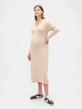 Robe-pull de maternité à col en V CashSoft