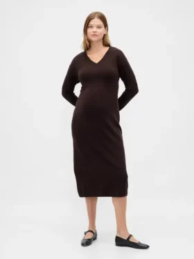 Robe-pull de maternité à col en V CashSoft