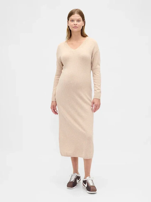 Robe-pull de maternité à col en V CashSoft