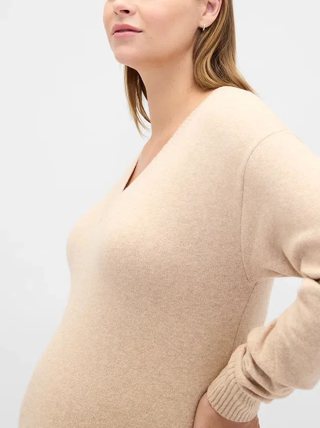 Robe-pull de maternité à col en V CashSoft