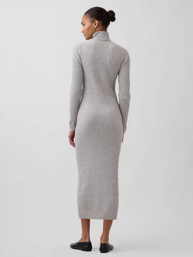 Robe-pull longue à col roulé CashSoft