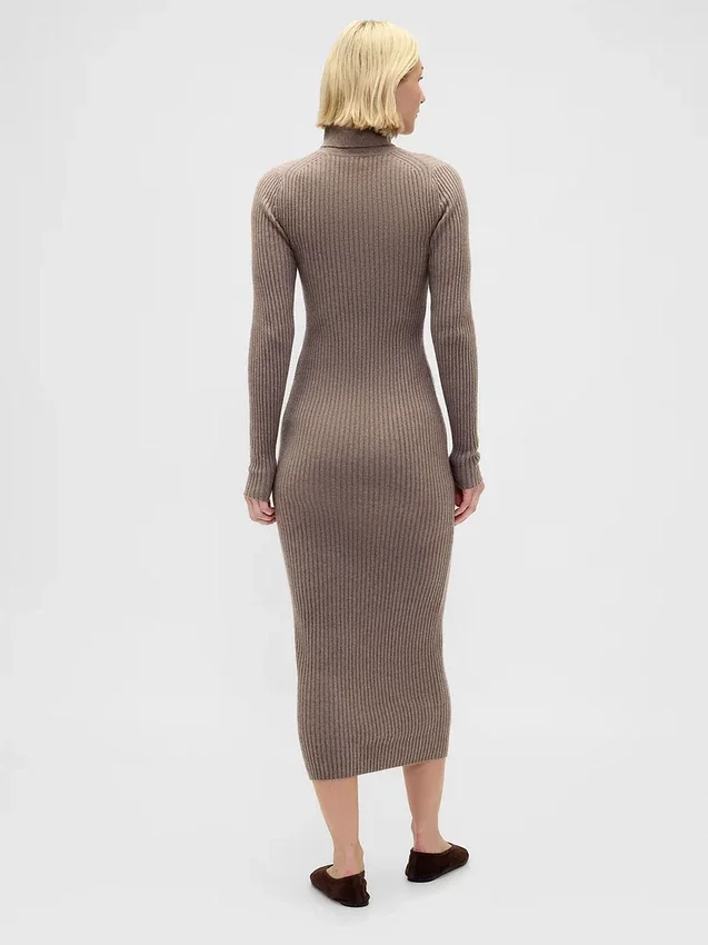 Robe-pull longue à col roulé CashSoft