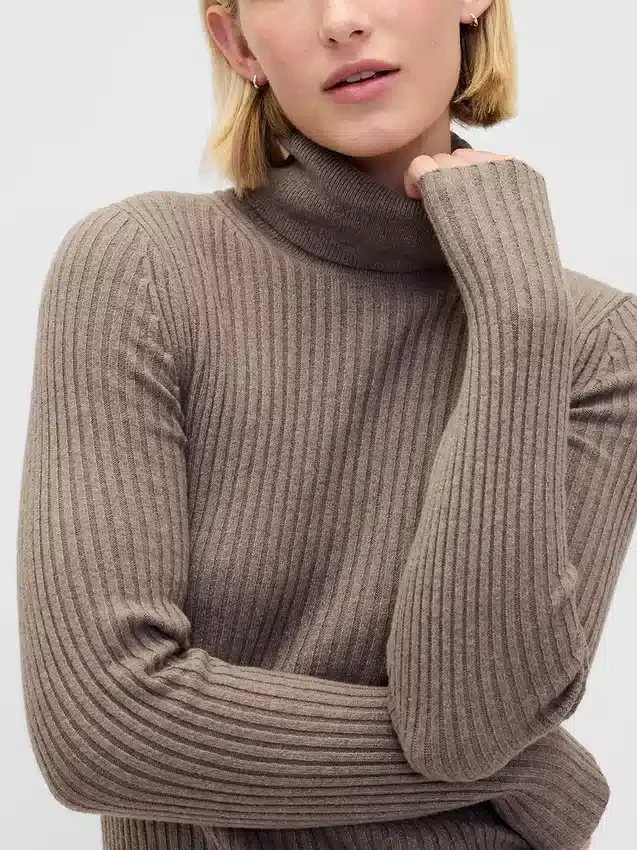 Robe-pull longue à col roulé CashSoft