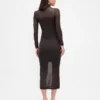 Robe-pull longue à col roulé transparente