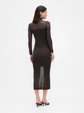 Robe-pull longue à col roulé transparente