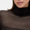 Robe-pull longue à col roulé transparente