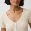Robe-pull longue en maille côtelée à boutons sur le devant