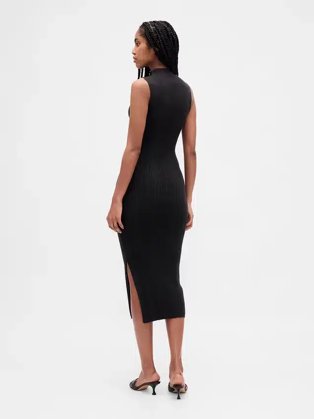 Robe-pull mi-longue à côtes