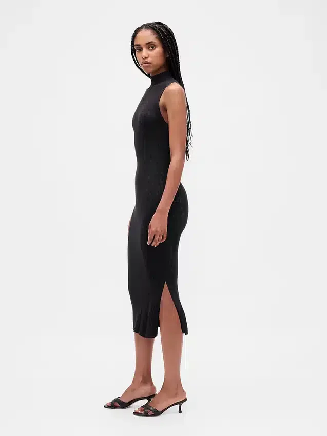Robe-pull mi-longue à côtes