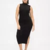 Robe-pull mi-longue à côtes