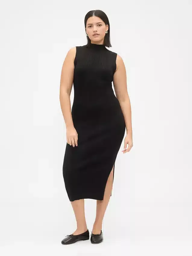 Robe-pull mi-longue à côtes