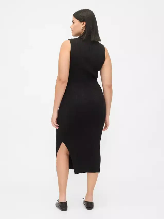 Robe-pull mi-longue à côtes