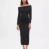 Robe-pull mi-longue à épaules dénudées en CashSoft extensible