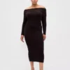 Robe-pull mi-longue à épaules dénudées en CashSoft extensible