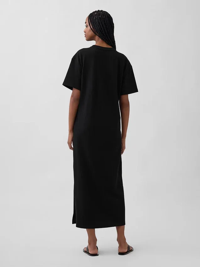 Robe t-shirt maxi oversize en jersey épais