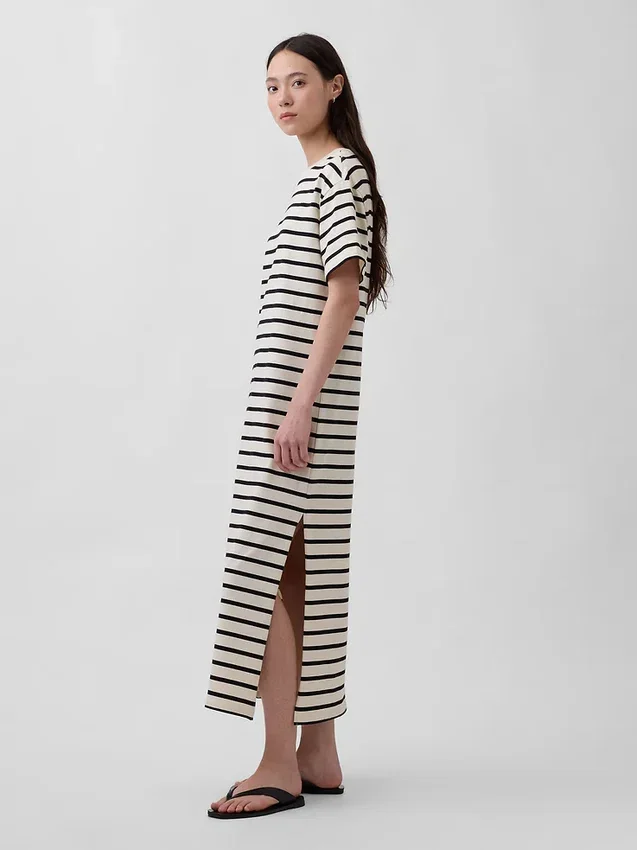 Robe t-shirt maxi oversize en jersey épais