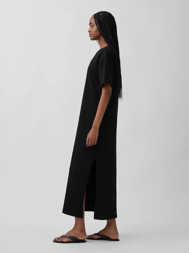 Robe t-shirt maxi oversize en jersey épais