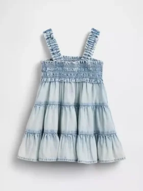 Robe à volants en denim pour bébé