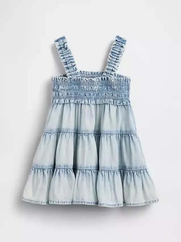 Robe à volants en denim pour bébé