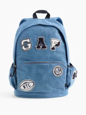 Sac à dos en denim pour enfant avec écussons