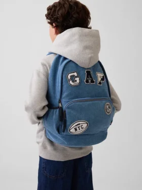 Sac à dos en denim pour enfant avec écussons
