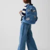 Sac à dos en denim pour enfant avec écussons