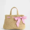 Sac en paille à nœud vichy pour tout-petits