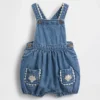Salopette bouffante en denim pour bébé avec poches plaquées