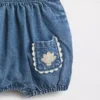 Salopette bouffante en denim pour bébé avec poches plaquées