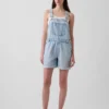 Salopette courte ample en denim ultra-doux