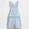 Salopette courte ample en denim ultra-doux
