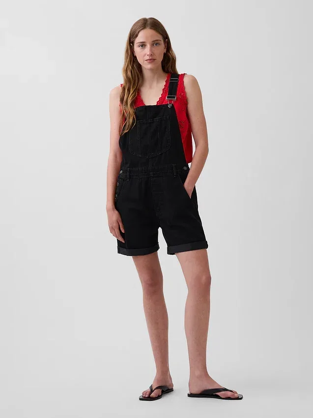 Salopette courte en denim ample