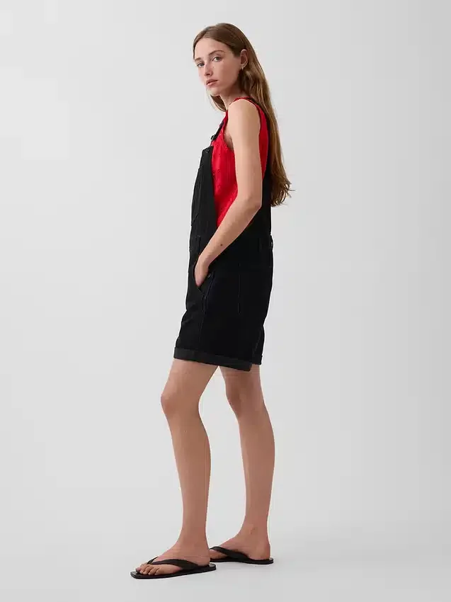 Salopette courte en denim ample
