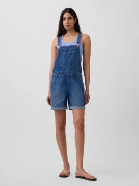 Salopette courte en denim ample style années 90