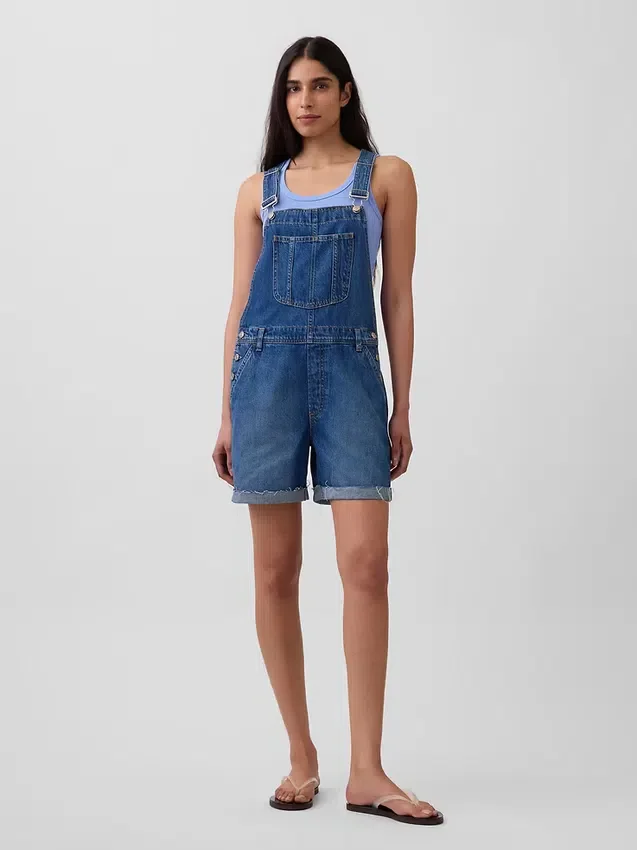 Salopette courte en denim ample style années 90