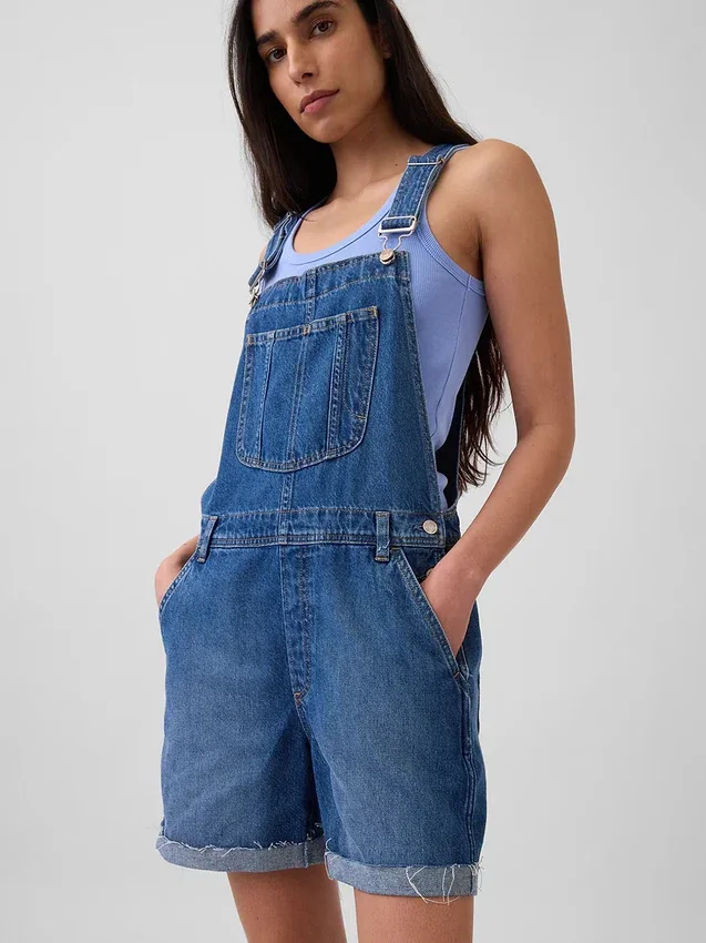 Salopette courte en denim ample style années 90