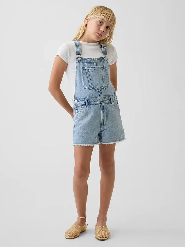 Salopette courte en denim pour enfant