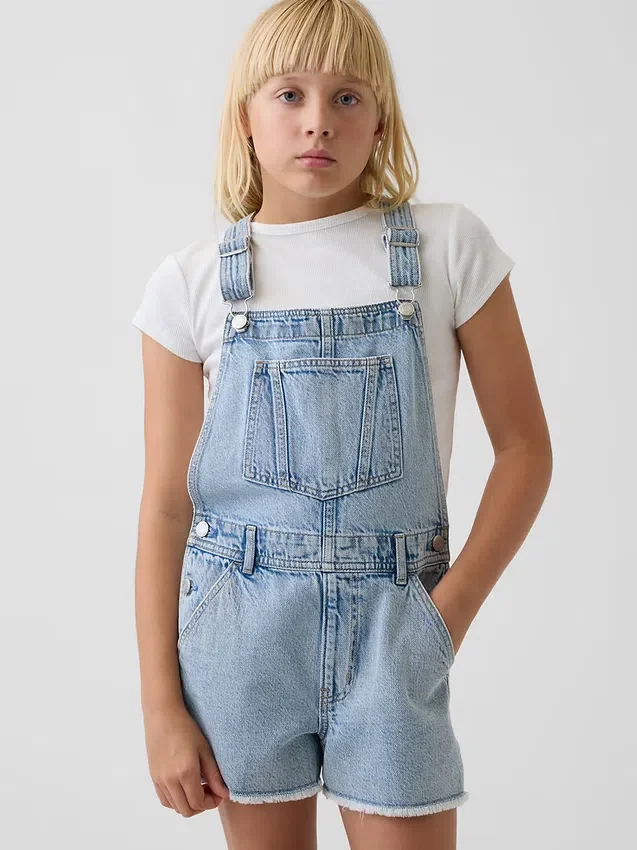Salopette courte en denim pour enfant