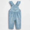 Salopette en denim à fleurs brodées pour bébé