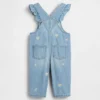 Salopette en denim à fleurs brodées pour bébé