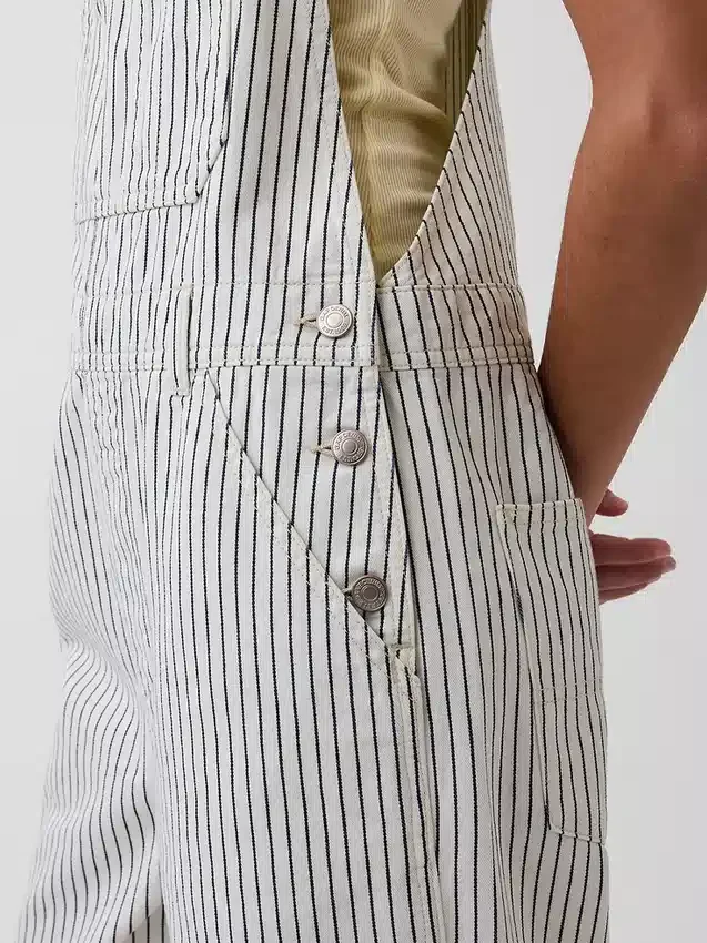 Salopette en denim à rayures, coupe décontractée