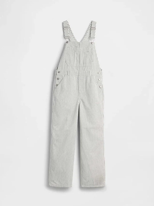 Salopette en denim à rayures, coupe décontractée