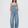 Salopette en denim ultra-doux à coupe en fer à cheval