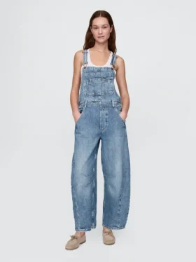 Salopette en denim ultra-doux à coupe en fer à cheval