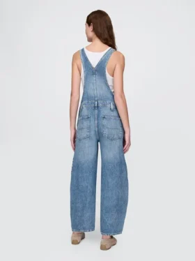 Salopette en denim ultra-doux à coupe en fer à cheval