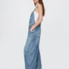 Salopette en denim ultra-doux à coupe en fer à cheval