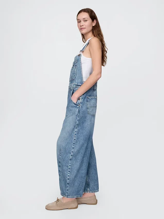 Salopette en denim ultra-doux à coupe en fer à cheval